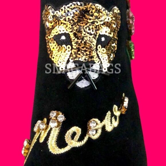 KATE SPADE NIB LIVERPOOL BLACK KID SUEDE ANKLE BOOTS SPARKLY EMBELLISHED SIZE 8M - Picture 5 of 13